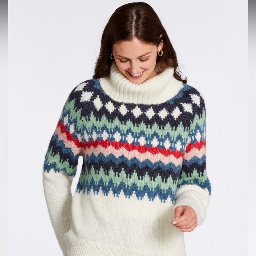 Mia & Tess Multicolor Fair Isle Cowl Neck Sweater Cozy Winter Sweater Size S
